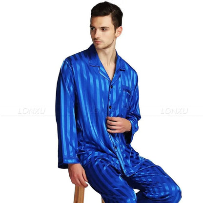 Pyjama homme satin rayé doux confortable élégant