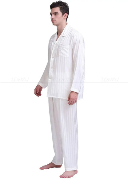 Pyjama homme satin rayé doux confortable élégant