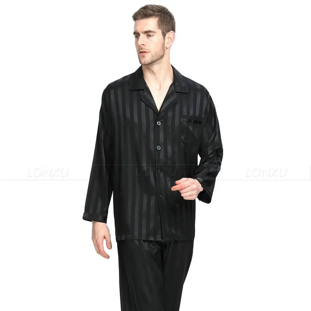 Pyjama homme satin rayé doux confortable élégant
