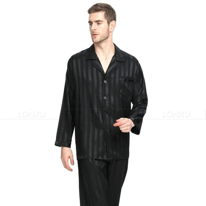 Pyjama homme satin rayé doux confortable élégant