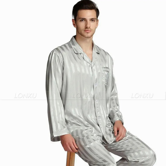 Pyjama homme satin rayé doux confortable élégant