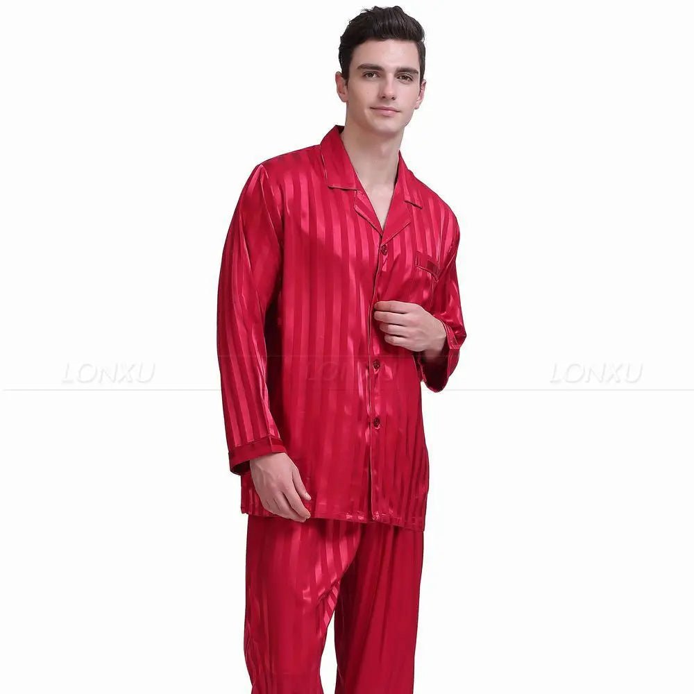 Pyjama homme satin rayé doux confortable élégant