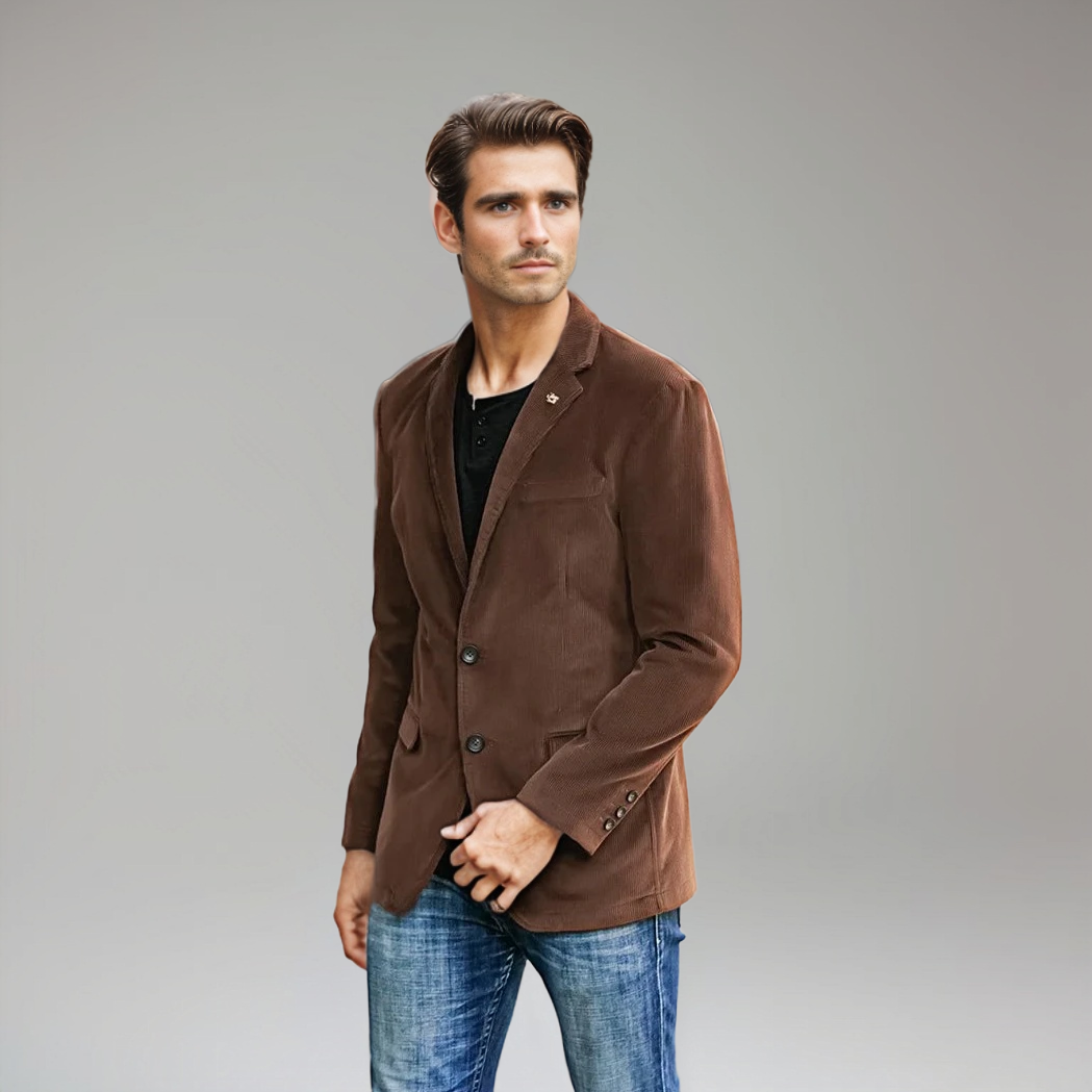 Blazer homme velours deux boutons style élégant