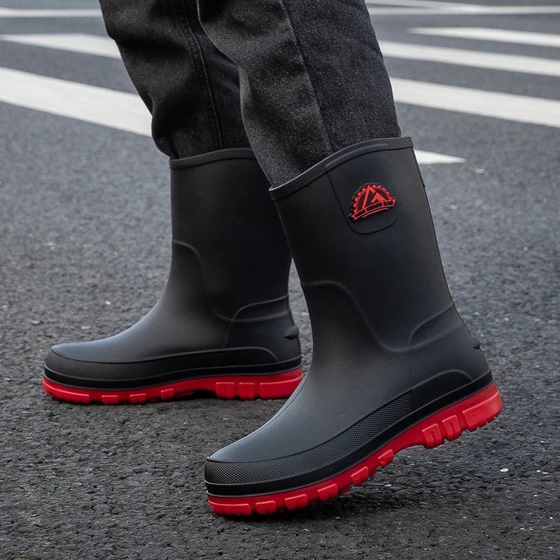 Herren-Wellingtonstiefel bis zur Mitte der Wade mit Profilsohle