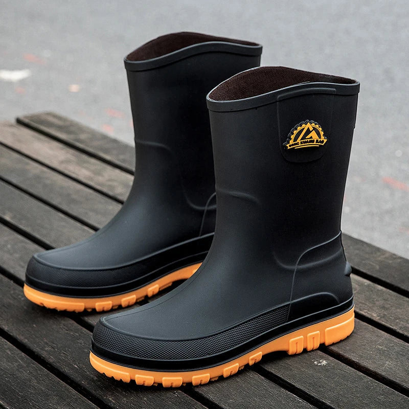 Herren-Wellingtonstiefel bis zur Mitte der Wade mit Profilsohle