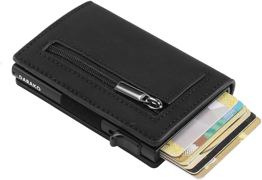 Porte-cartes RFID compact avec compartiment monnaie et accès rapide