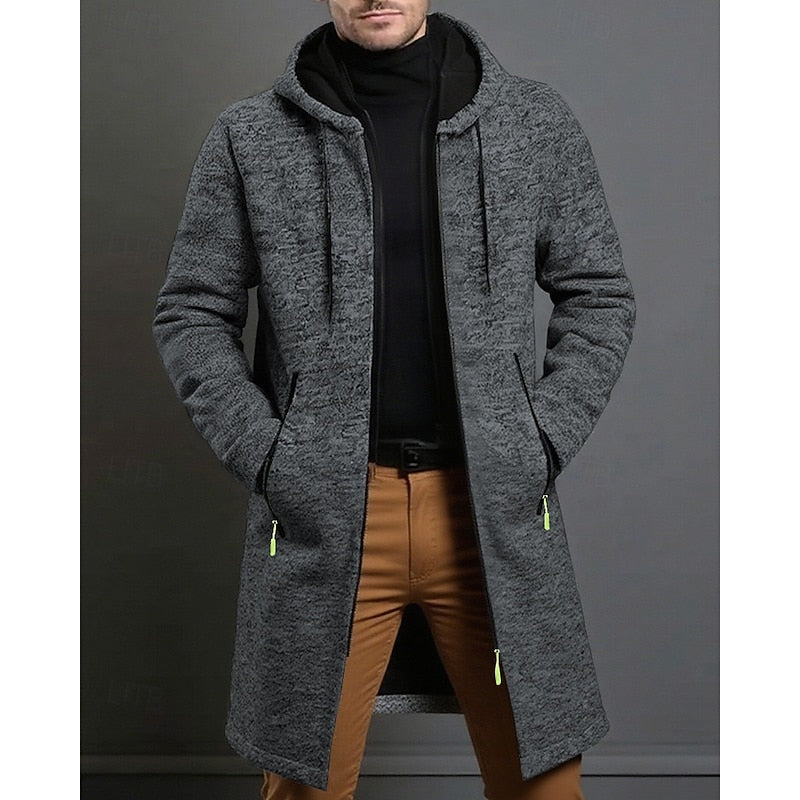 Manteau long homme à capuche élégant et chaud