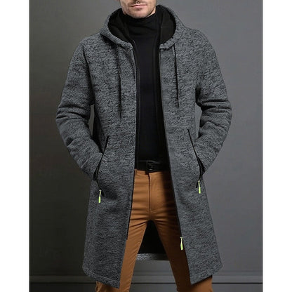 Manteau long homme à capuche élégant et chaud