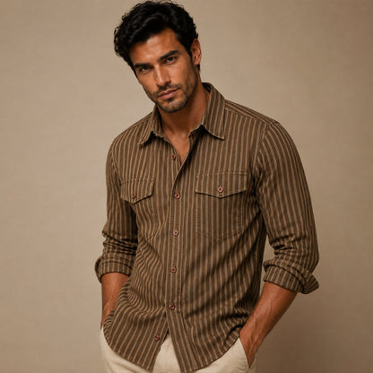 Chemise homme coton rayée vintage confortable