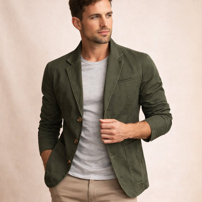Blazer décontracté homme effet coton coupe ajustée
