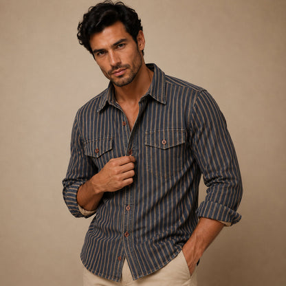 Chemise homme coton rayée vintage confortable