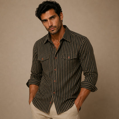 Chemise homme coton rayée vintage confortable