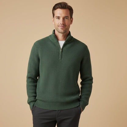 Weicher und raffinierter Herren-Kaschmirpullover mit halbem Reißverschluss