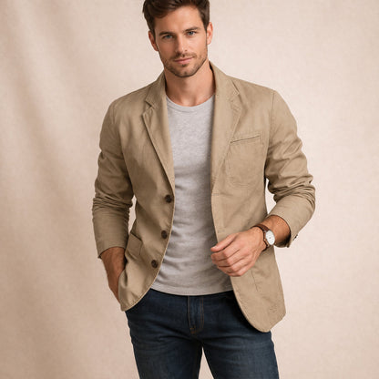 Blazer décontracté homme effet coton coupe ajustée