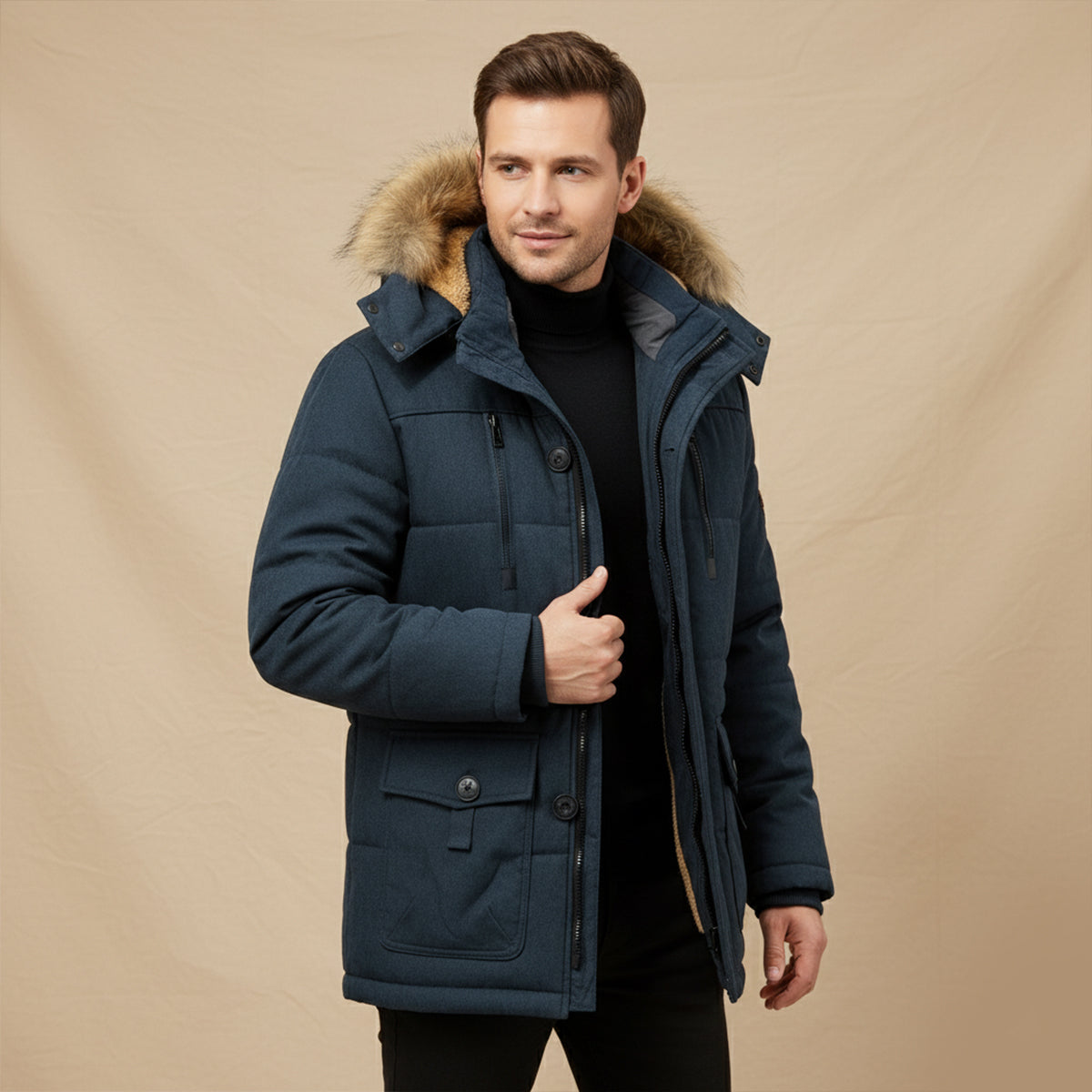 Parka homme hiver chaude doublure polaire déperlante