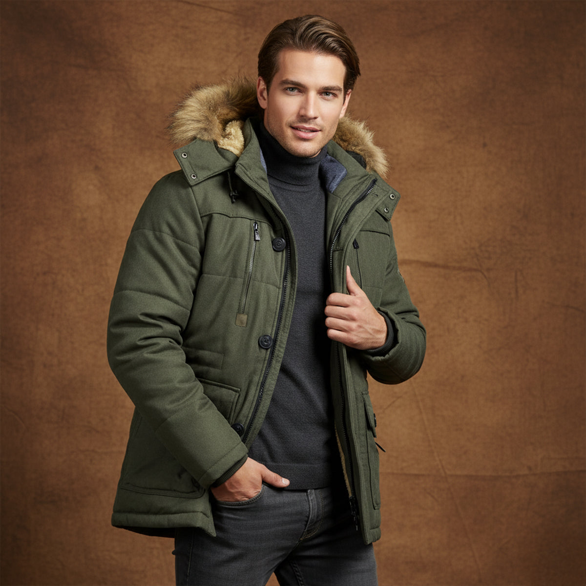 Parka homme hiver chaude doublure polaire déperlante