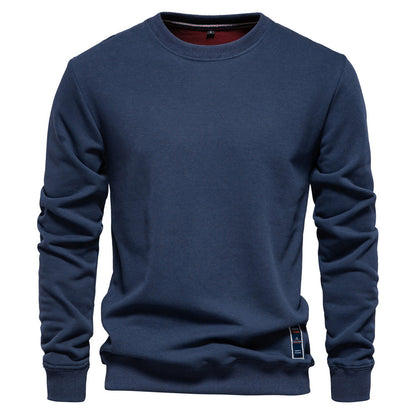 Unifarbenes Herren-Sweatshirt mit Rundhalsausschnitt und Rippbündchen