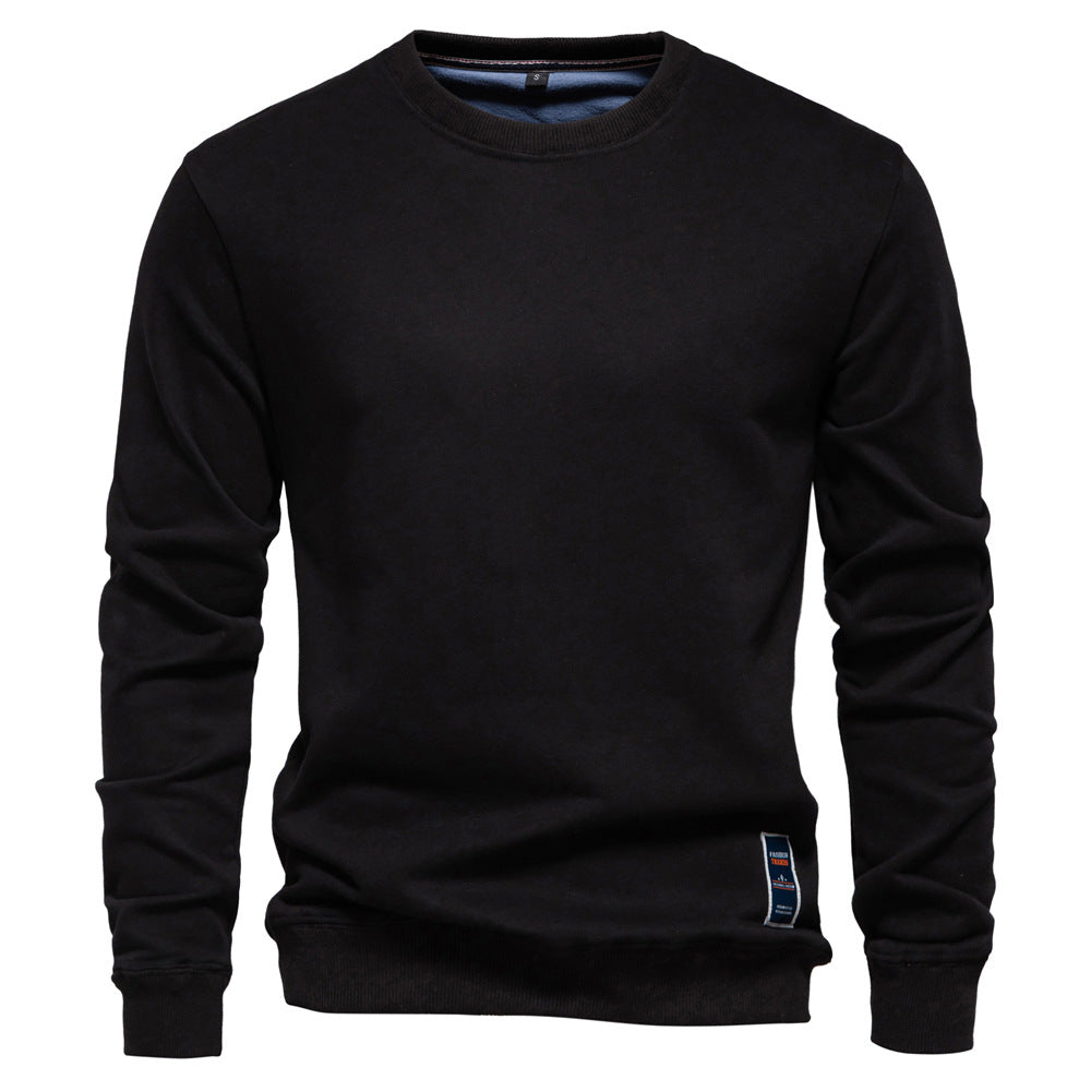 Unifarbenes Herren-Sweatshirt mit Rundhalsausschnitt und Rippbündchen