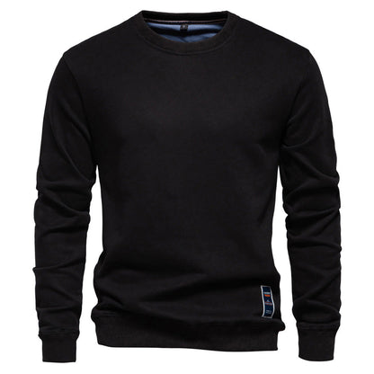 Unifarbenes Herren-Sweatshirt mit Rundhalsausschnitt und Rippbündchen