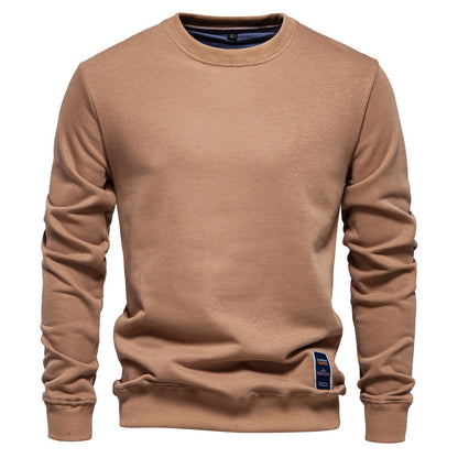 Unifarbenes Herren-Sweatshirt mit Rundhalsausschnitt und Rippbündchen