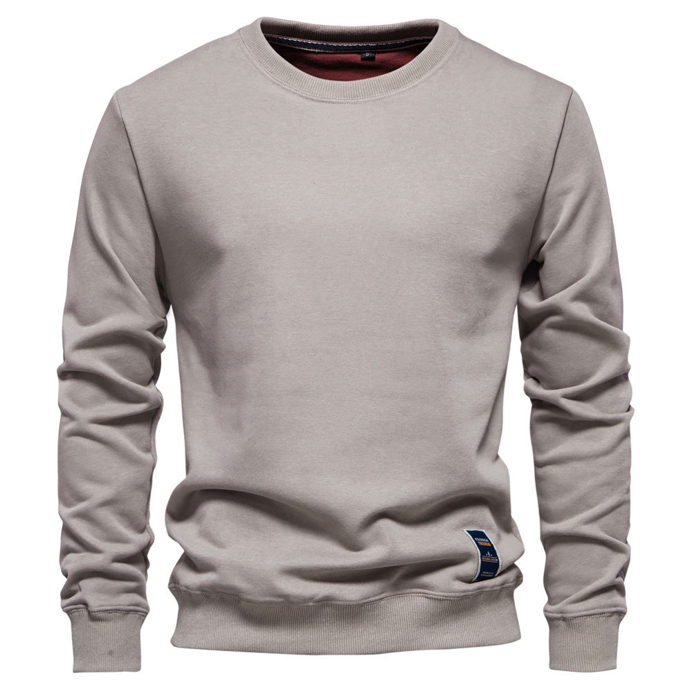 Unifarbenes Herren-Sweatshirt mit Rundhalsausschnitt und Rippbündchen