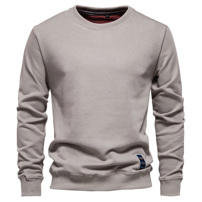 Unifarbenes Herren-Sweatshirt mit Rundhalsausschnitt und Rippbündchen