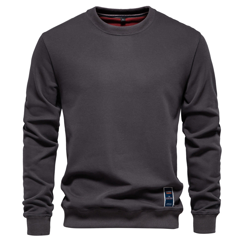 Unifarbenes Herren-Sweatshirt mit Rundhalsausschnitt und Rippbündchen