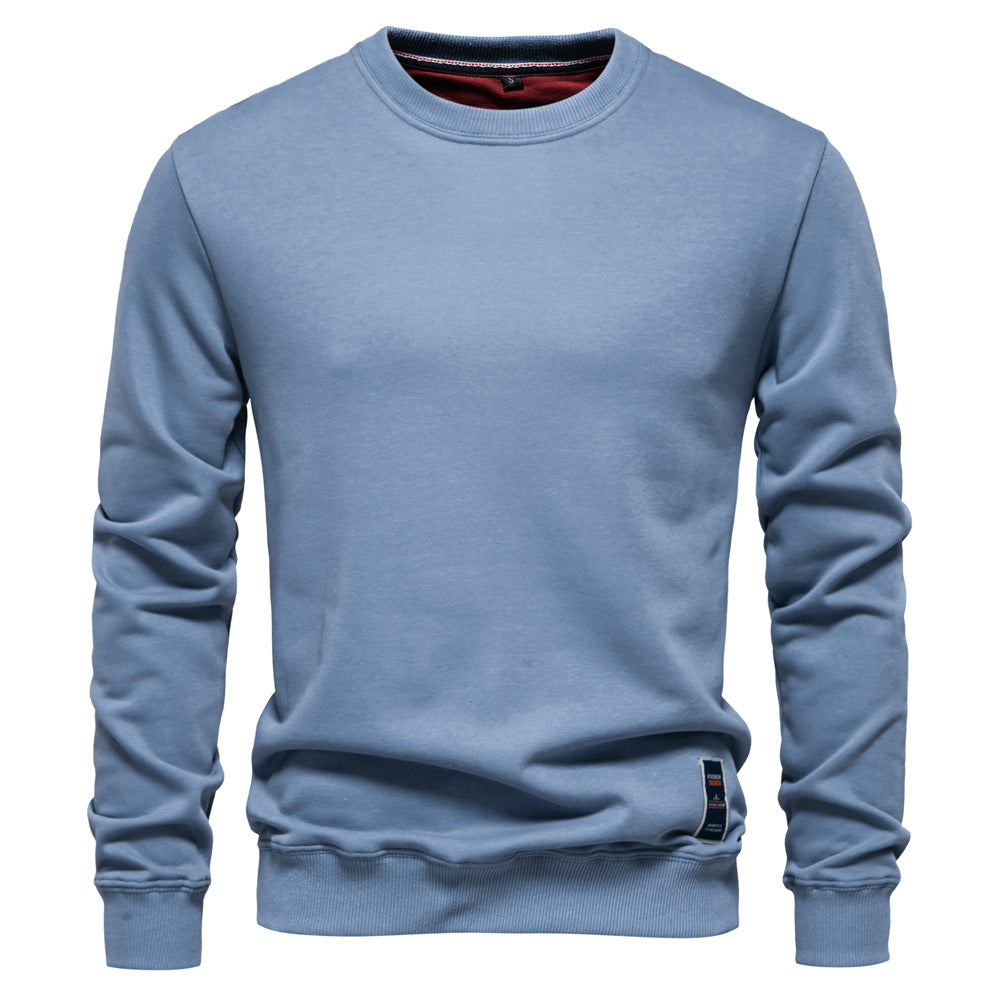 Unifarbenes Herren-Sweatshirt mit Rundhalsausschnitt und Rippbündchen