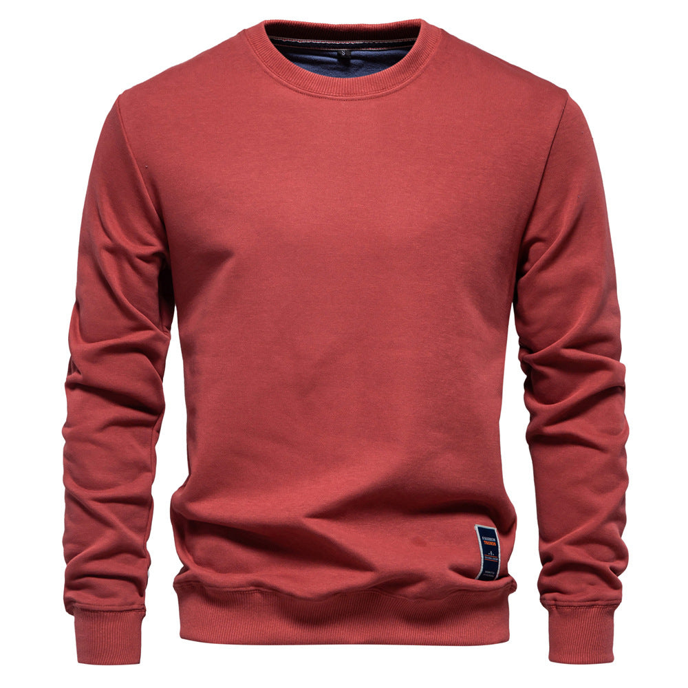Unifarbenes Herren-Sweatshirt mit Rundhalsausschnitt und Rippbündchen