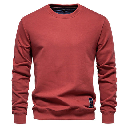 Unifarbenes Herren-Sweatshirt mit Rundhalsausschnitt und Rippbündchen