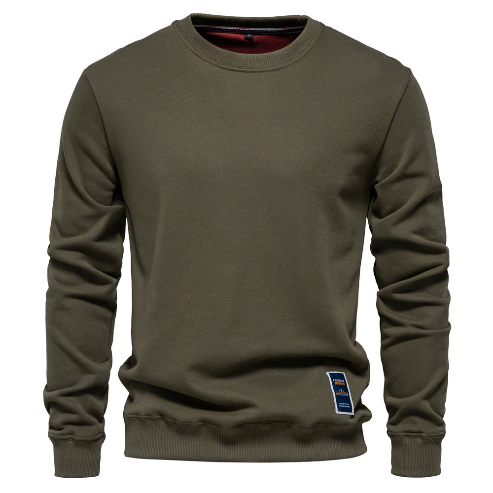 Unifarbenes Herren-Sweatshirt mit Rundhalsausschnitt und Rippbündchen