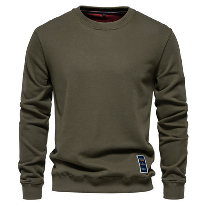 Unifarbenes Herren-Sweatshirt mit Rundhalsausschnitt und Rippbündchen