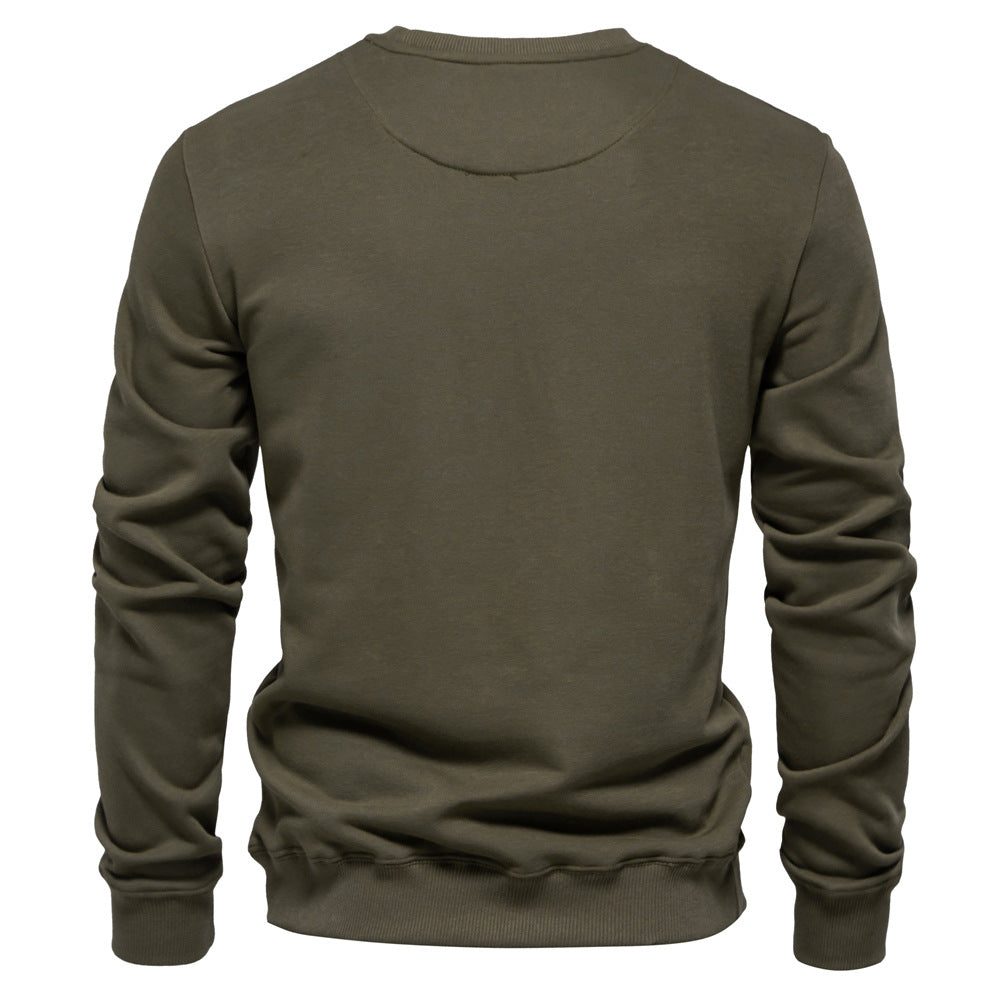 Unifarbenes Herren-Sweatshirt mit Rundhalsausschnitt und Rippbündchen