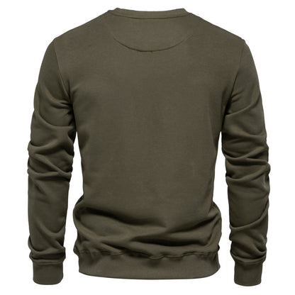 Unifarbenes Herren-Sweatshirt mit Rundhalsausschnitt und Rippbündchen