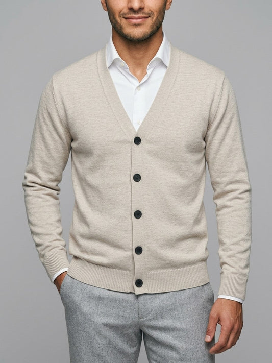 Cardigan homme col V boutonné tricot fin léger