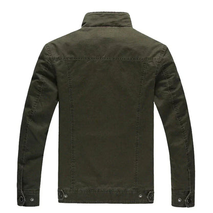 Herren-Militärjacke mit Stehkragen und Funktionstaschen
