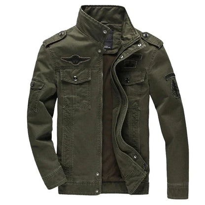 Herren-Militärjacke mit Stehkragen und Funktionstaschen