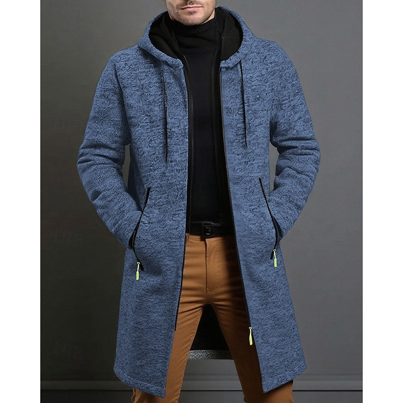 Manteau long homme à capuche élégant et chaud